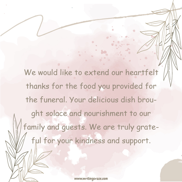 Best Thank You Notes for Funeral Food Examples