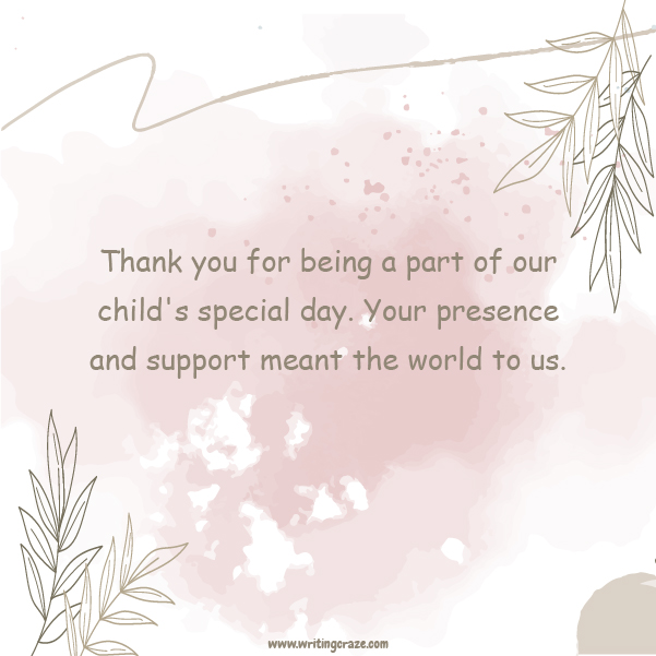 Catchy Baptism Thank You Sample Messages