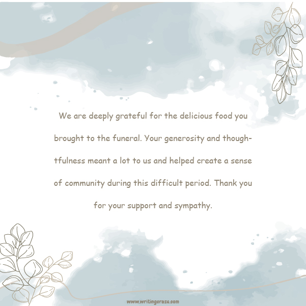 Catchy Thank You Notes for Funeral Food Examples Samples