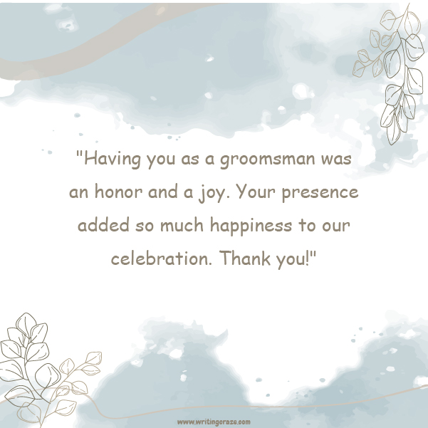 Catchy Thank You Notes to Groomsmen Samples