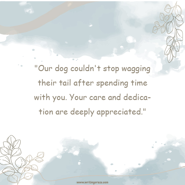 Catchy Thank You Notes to a Dog Sitter Sample