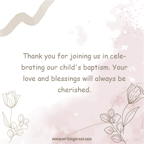 Short Baptism Thank You Examples