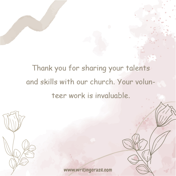 Short Church Volunteer Appreciation Ideas and Thank You Notes Examples