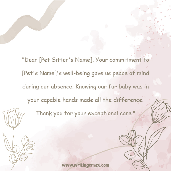 Short Pet Sitter Thank You Note Examples