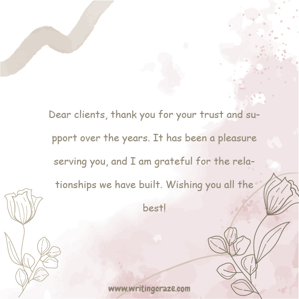 Short Retirement Thank You Notes from Retiree Examples