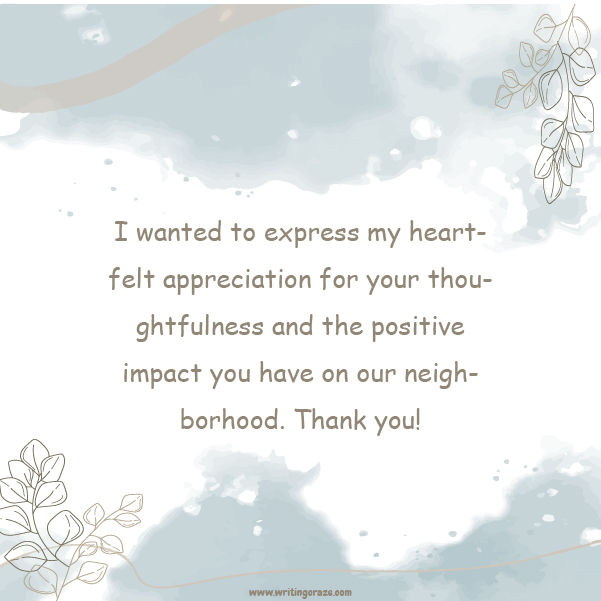 Short Thank Neighbor Notes Examples