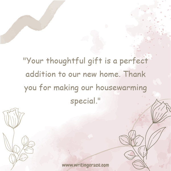 Short Thank You Note for Housewarming Gift Examples
