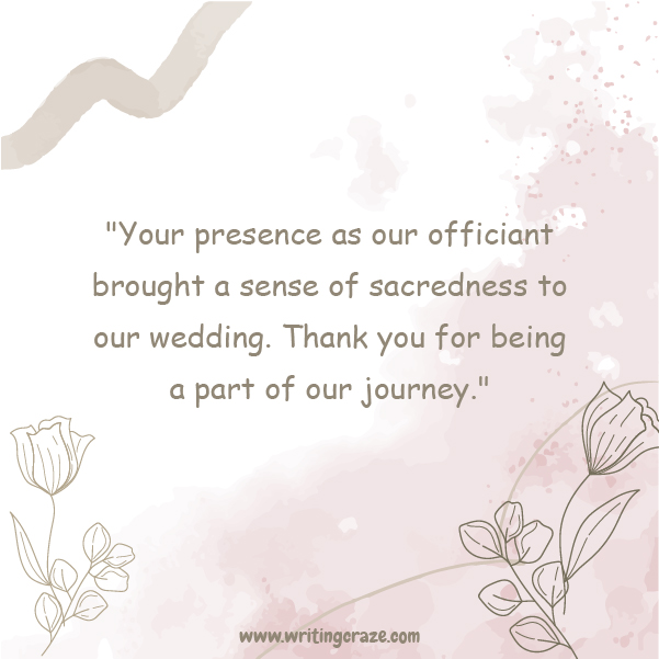 Short Thank You Note to Priest for Wedding Examples