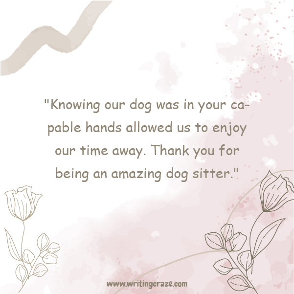 Short Thank You Notes to a Dog Sitter Examples
