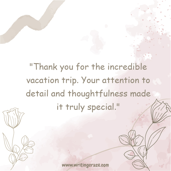 Short Thank You for Vacation Trip Messages Examples