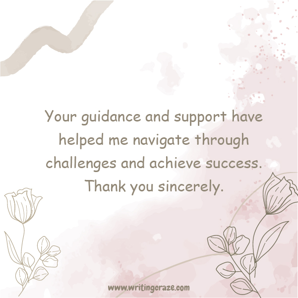 Short Thank You for Your Guidance and Support Examples