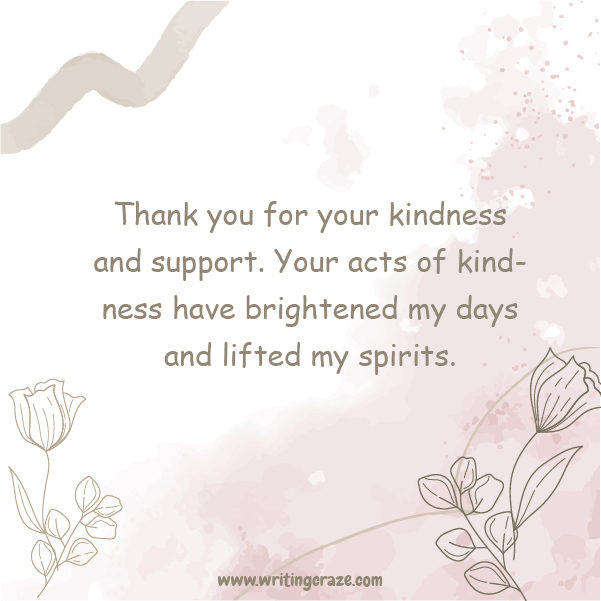 Short 'Thank You for Your Kindness' Messages Examples