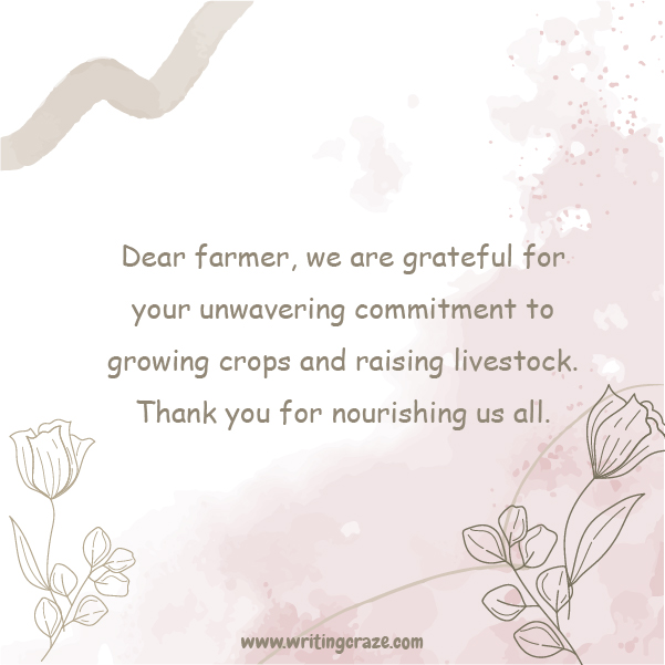 Short Thank a Farmer with a Thank You Note Examples